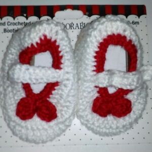 Hand Crochet Baby White Knit Bootie 6 to 12 months